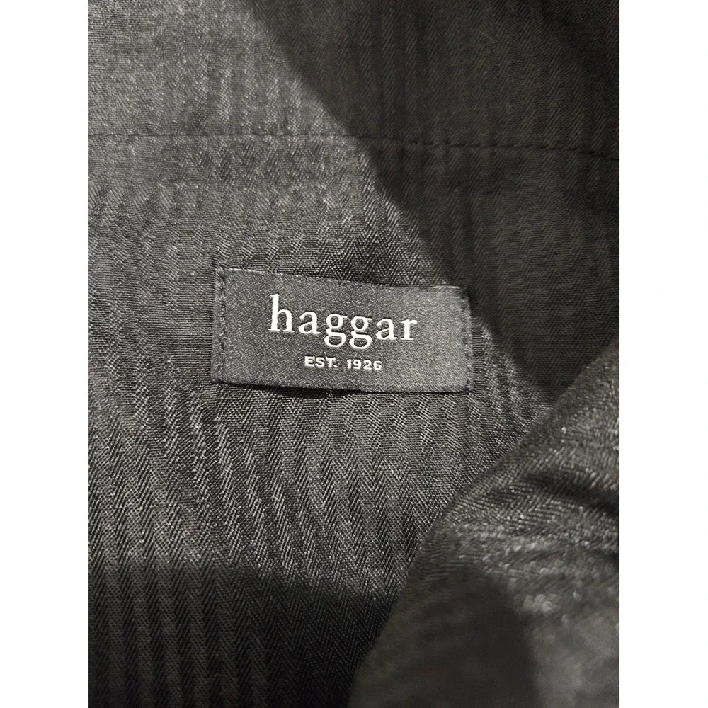 Haggar Mens Straight Fit Dress Pants Black Flat Front Trousers 38x29 (27 Inseam)